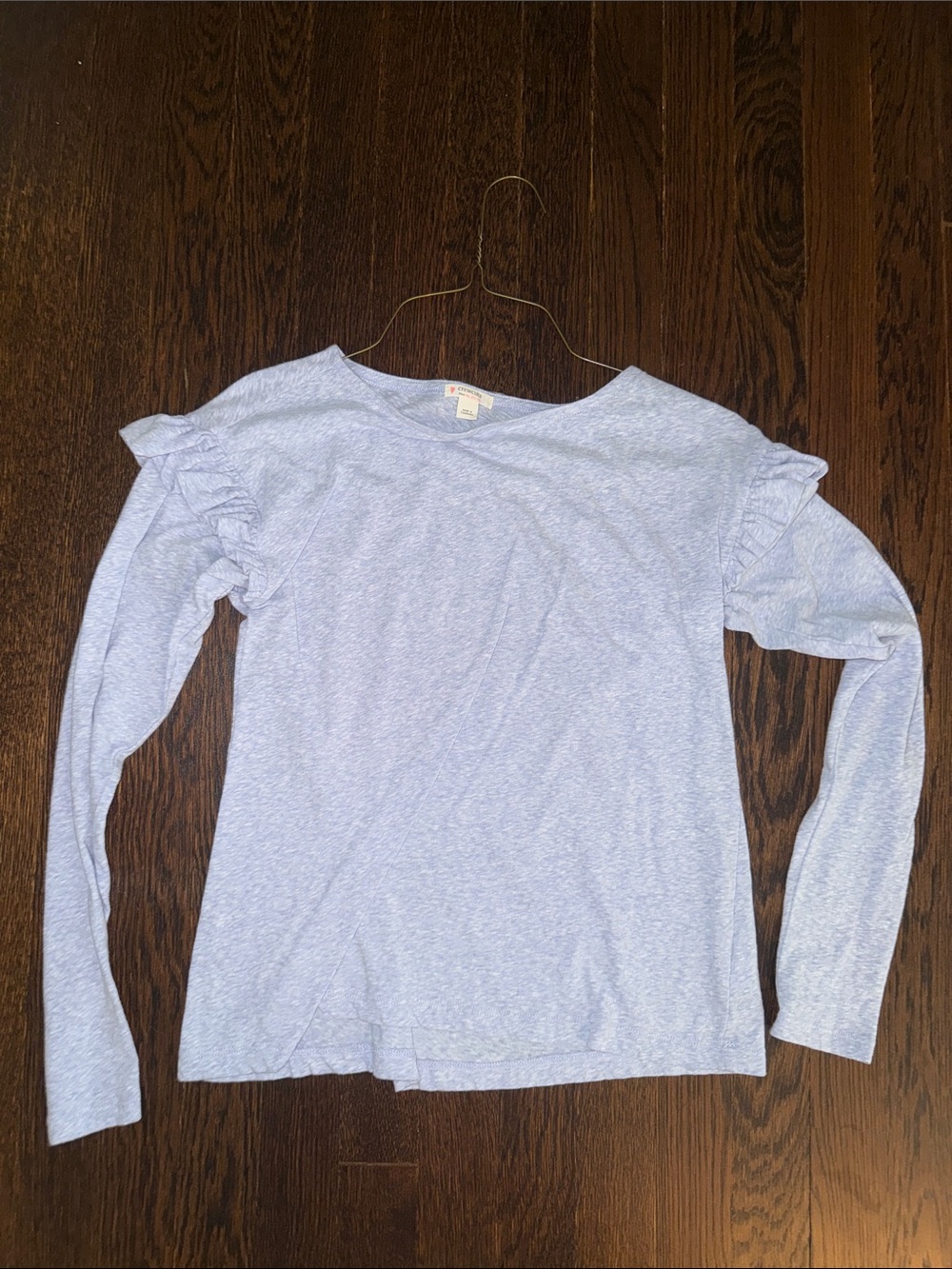 Crewcuts Light Blue Ruffle Shoulder Long Sleeve Top